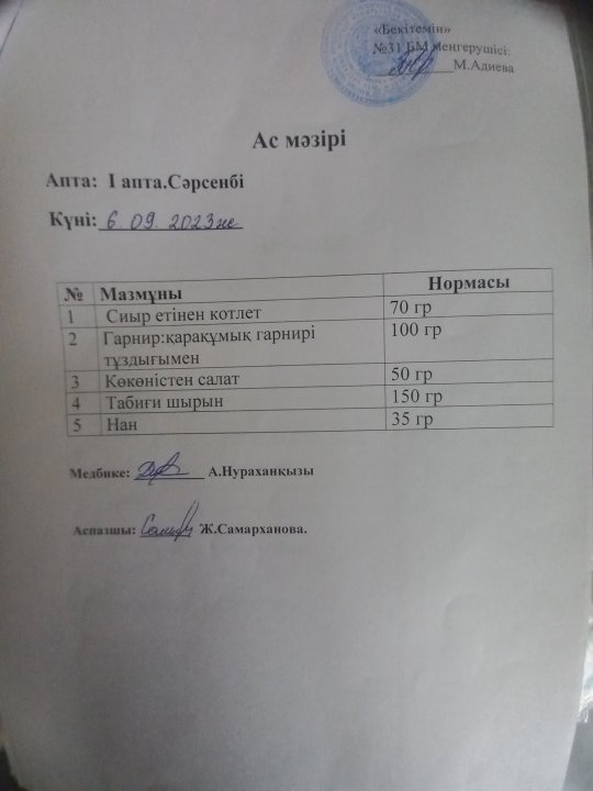 Ас мәзірі